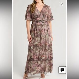 NWT SLNY Floral Metallic Faux Wrap Maxi
Dress 16W